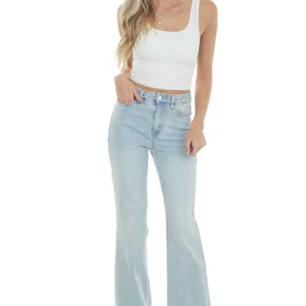 NWT Judy Blue “Cadence”  High Waist Braided Waistband Wide Leg Jean. Size 11/30